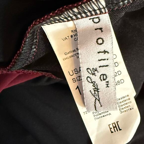 Profile by Gottex Moto Merlot D-Cup Lace Up Plunged One Piece Swimsuit Sz 14D - Picture 6 of 7